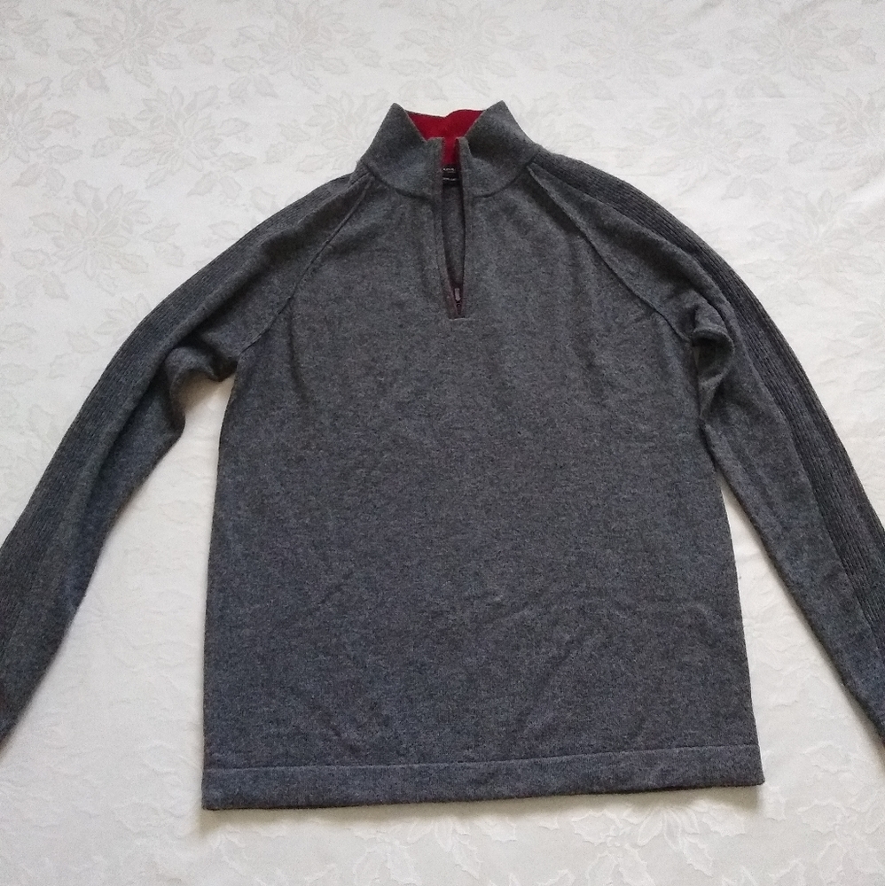 Kinross Scotland cashmere qtr zip mock neck sweater